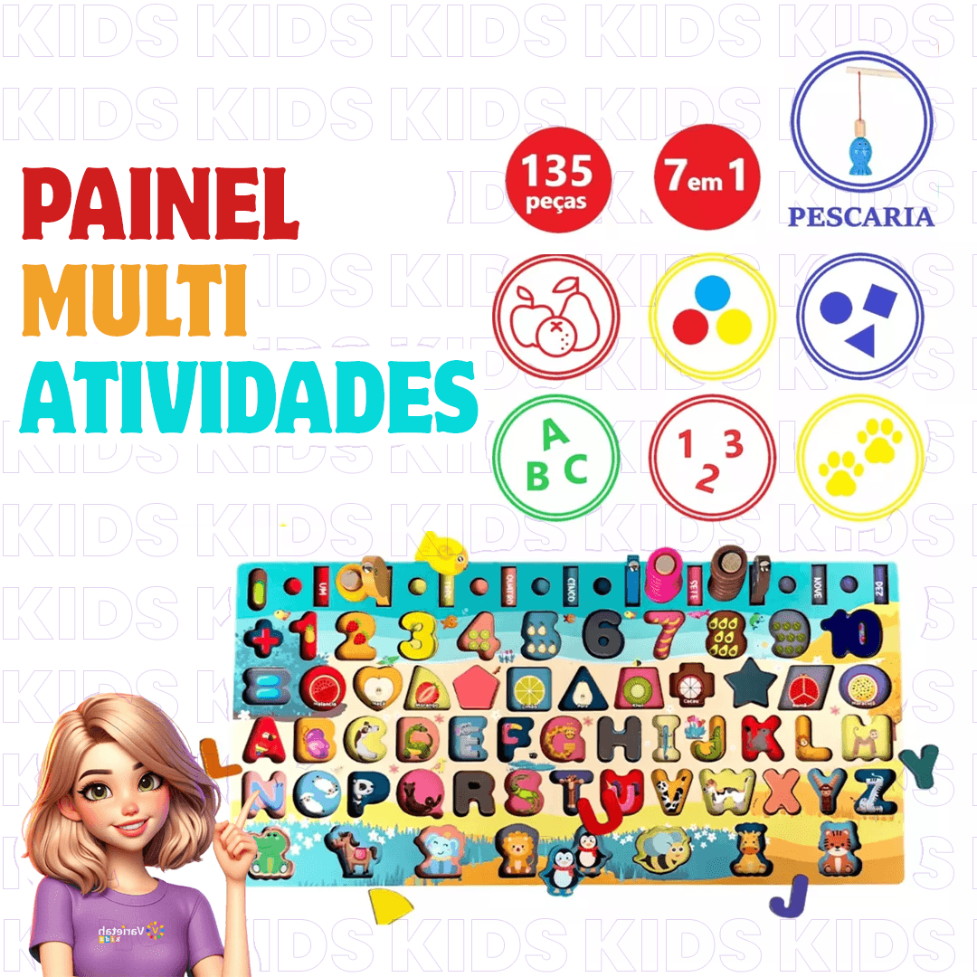 Tabuleiro Alfabeto Montessori Multiatividades 7 em 1 | Varie™