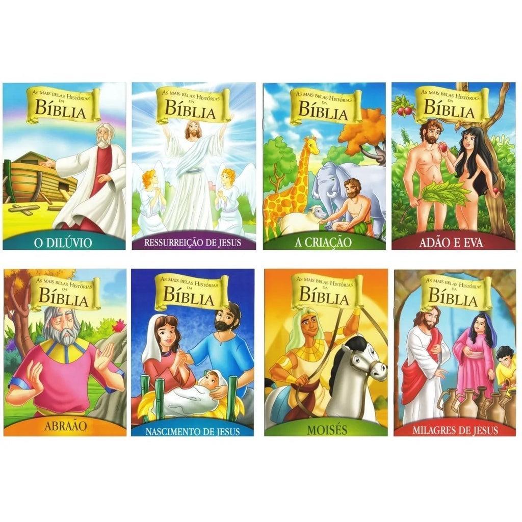 Kit Com 24 Livros Biblicos Infantil 16 Ler E 8 Pintar Colorir