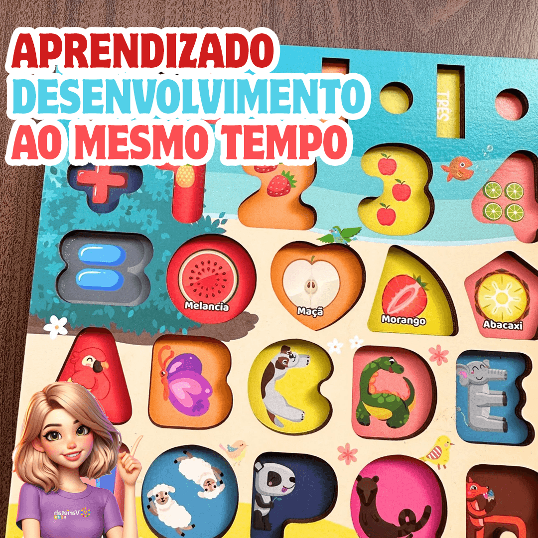 Tabuleiro Alfabeto Montessori Multiatividades 7 em 1 | Varie™