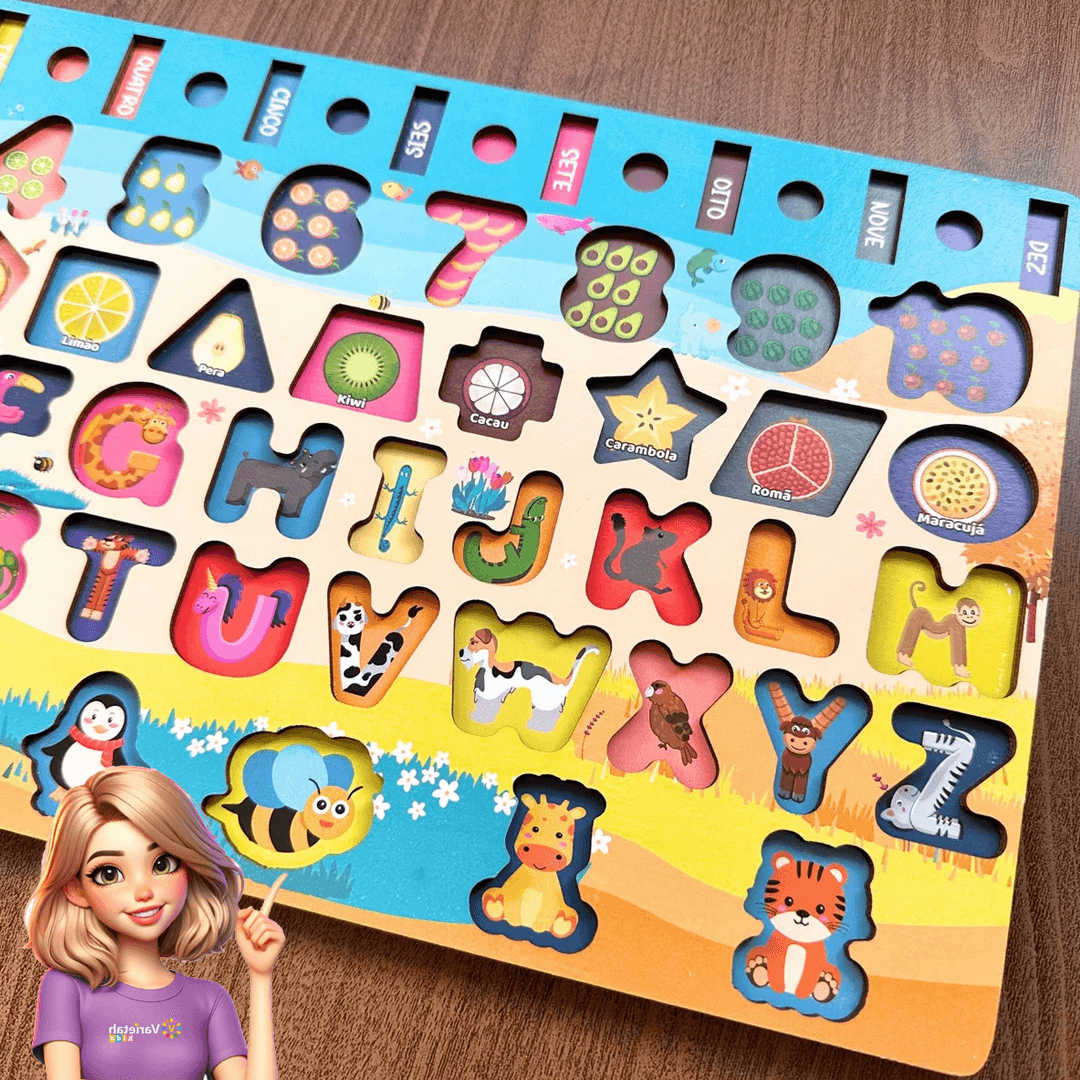 Tabuleiro Alfabeto Montessori Multiatividades 7 em 1 | Varie™