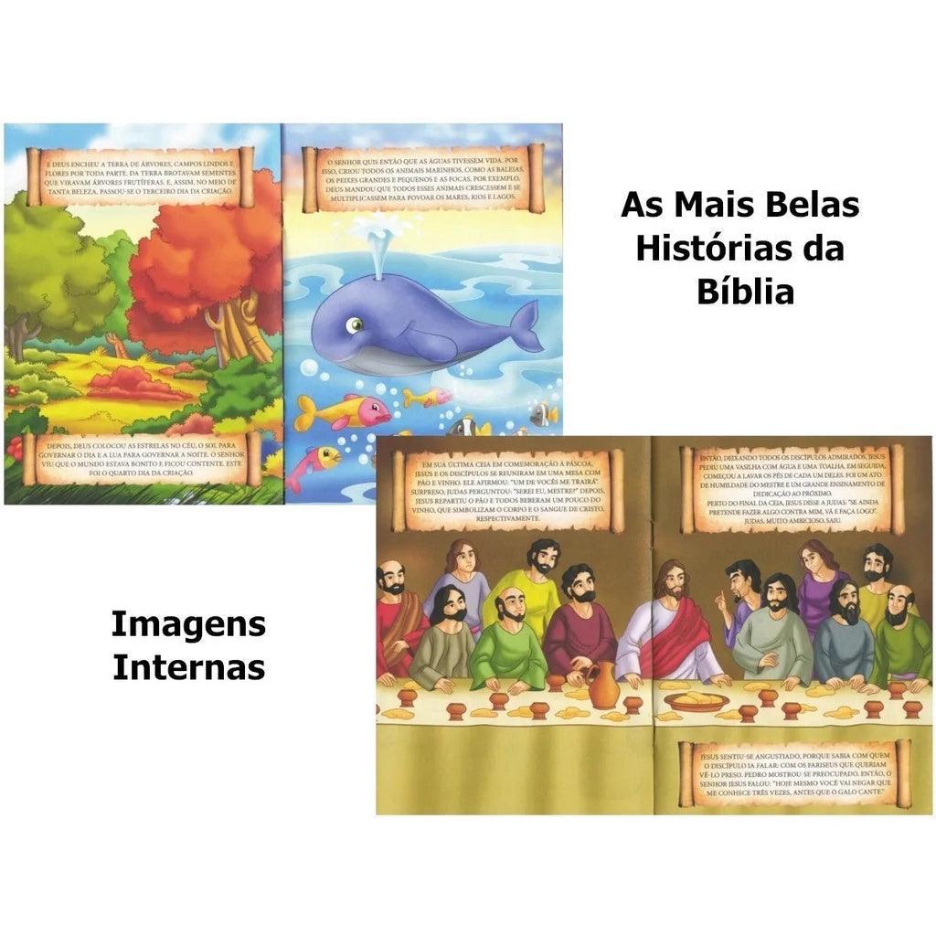 Kit Com 24 Livros Biblicos Infantil 16 Ler E 8 Pintar Colorir