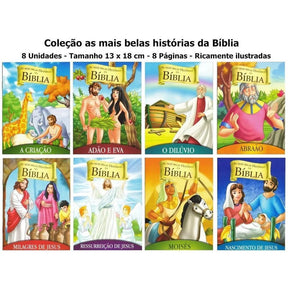 Kit Com 24 Livros Biblicos Infantil 16 Ler E 8 Pintar Colorir