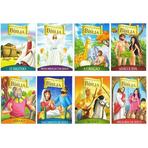 Kit Com 24 Livros Biblicos Infantil 16 Ler E 8 Pintar Colorir